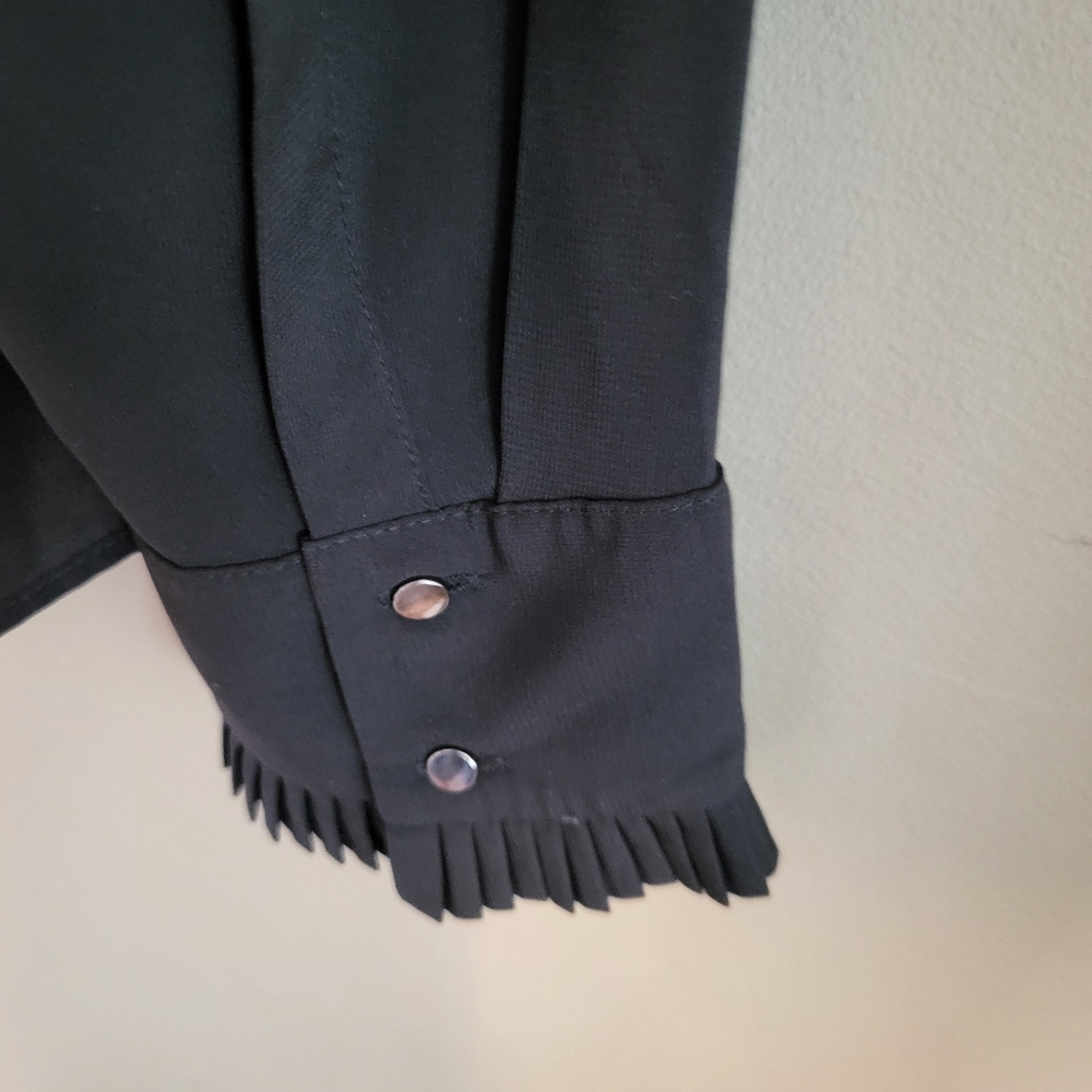 Calvin Klein Black Blouse with Pleated accents, size M - Picture 6 of 16